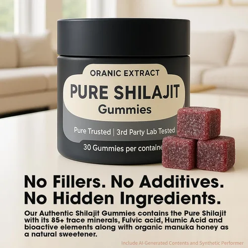Vista 2 de Gomitas Shilajit - Fuente del Himalaya 9000 mg, energía y apoyo inmunológico para hombres y mujeres, ácido fúlvico + 85 oligominerales, sabor a miel