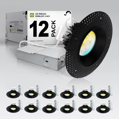 Vista 18 de ASD Lámpara de techo empotrable LED de cardán sin bordes de 2 pulgadas, luz descendente direccional ajustable con caja de conexiones, 5CCT