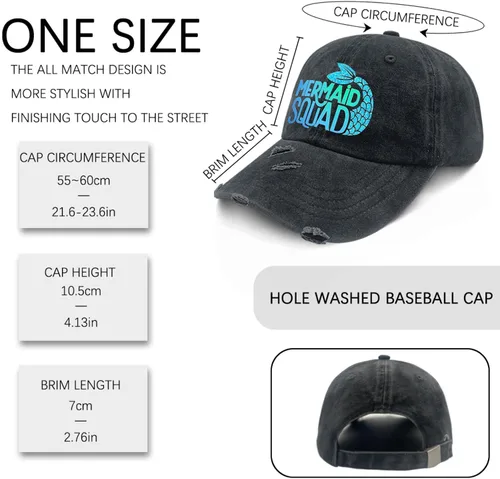 Vista 3 de Mens Hats Summer Hats for Women Golf Caps Light Weight Mermaids Squad Baseball Hat Women