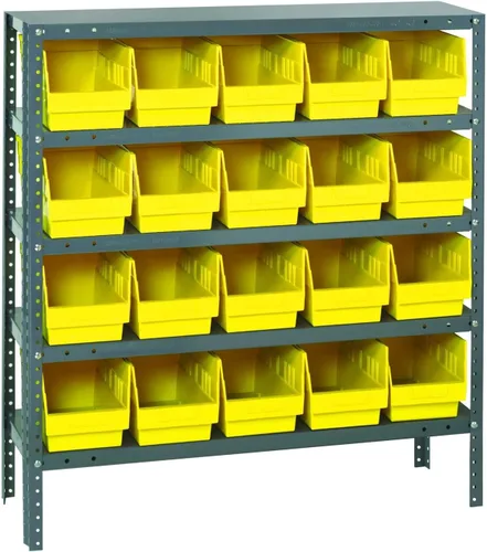 Vista 204 de Quantum QSBU-245BK Heavy Duty Shelving Unit with (7) Shelves and (24) QUS245 Black Bins for Garage Warehouse Storage Distribution 400 lb Load