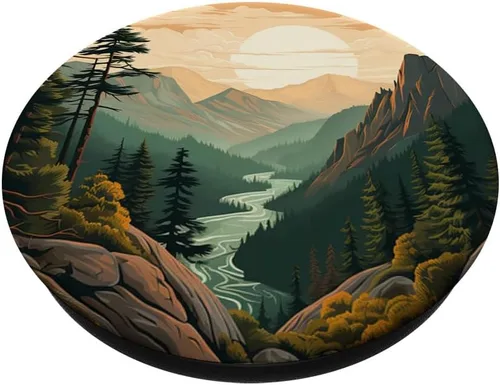 Vista 2 de Montañas Silvestre Bosque Senderismo Pino Naturaleza PopSockets Estándar PopGrip