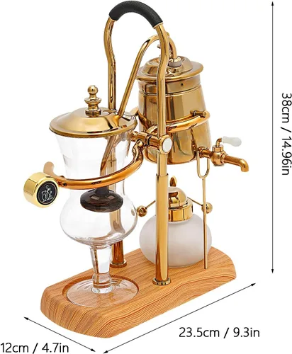 Vista 9 de Family Balance - Cafetera sifón con sifón, diseño elegante de estilo retro (dorado)