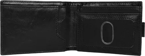 Vista 4 de Cuero genuino delgado hecho a mano minimalista bolsillo frontal bifold cartera con bloqueo RFID para hombres