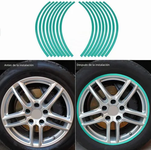 Vista 3 de Cinta reflectante universal para rueda de automóvil, motocicleta, cinta adhesiva reflectante a rayas, 6 colores (verde oscuro)