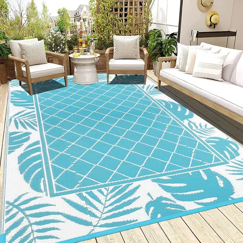 Vista 11 de Ileading Alfombra impermeable para exteriores de 5 x 8 pies, reversible, de paja de plástico, portátil, para interiores y exteriores, caravana