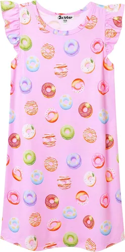 Vista 9 de Camisón de princesa para niñas, vestido de pijama de algodón con mangas de unicornio y gato