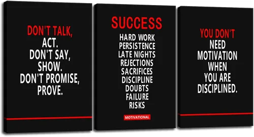 Vista 29 de Arte de Pared Motivacional 40 Razones para Entrenar 3 Piezas Pintura Impresión en Lienzo Decoración de Oficina Póster Mentalidad Millonaria