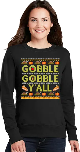 Vista 2 de TEEAMORE Gobble Gobble Y'all - Suéter feo para hombre y mujer