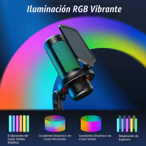 Vista 3 de TONOR - Juego de micrófonos para juegos con brazo de brazo, micrófono de condensador vocal para creadores de contenido, micrófono USB para PC