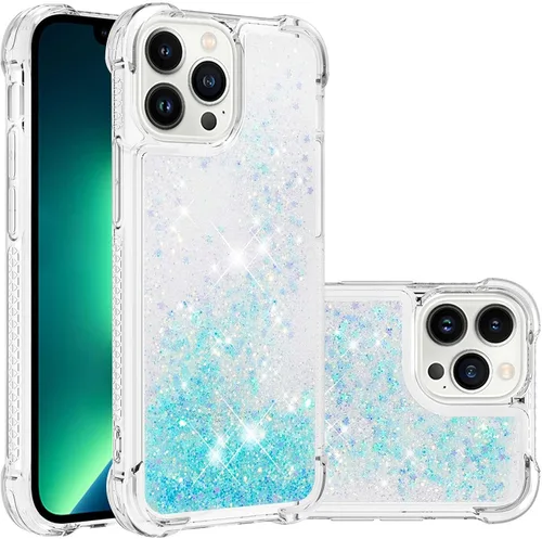 Vista 25 de LEMAXELERS Funda para iPhone 15 de 6.1 pulgadas, Bling Glitter Liquid Clear Case Flotante Arenas movedizas a prueba de golpes Funda protectora