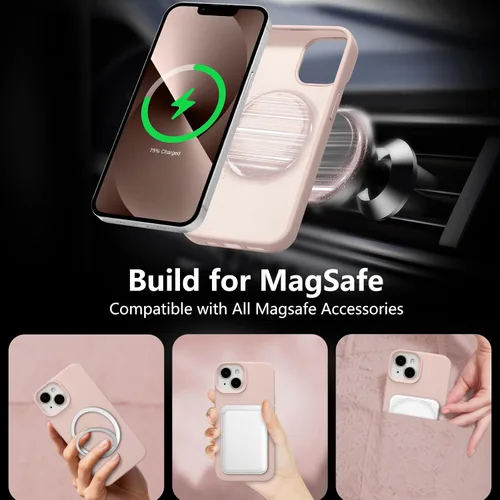 Vista 306 de Funda magnética de silicona para iPhone 13 Pro, color blanco antiguo [Compatible con Magsafe] [Forro de microfibra suave antiarañazos], funda