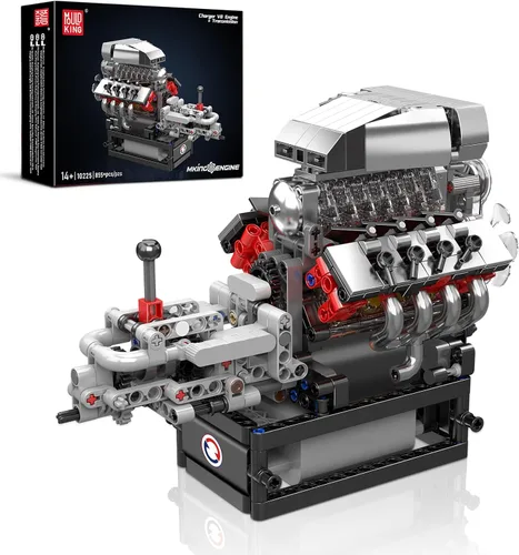 Vista 9 de Mould King 10209 Juegos de construcción de motor portaaviones, kit de modelo de motor de accionamiento de chip inteligente que funciona, construye