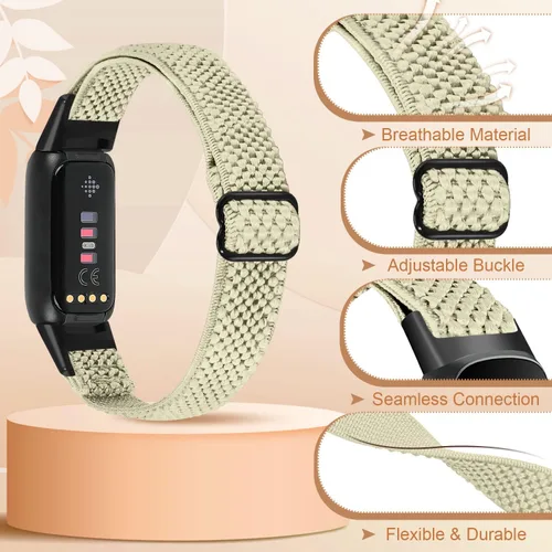 Vista 2 de enkic Bandas elásticas de nailon solo compatibles con correas Fitbit Luxe para mujeres y hombres, correa deportiva transpirable ajustable