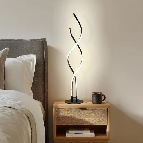 Vista 8 de Brightech Embrace - Lámpara de pie LED regulable - Moderna lámpara de pie ajustable en espiral para salas de estar y oficinas - Lámpara de mesa