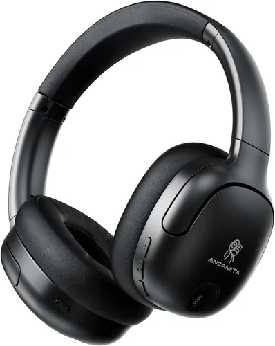 Vista 8 de Auriculares híbridos con cancelación activa de ruido, Bluetooth inalámbrico sobre la oreja, tiempo de reproducción ANC de 50 horas, giratorio