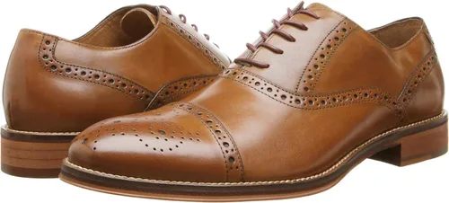 Vista 7 de Johnston Murphy Puntera Conard para hombre cuero pulido a mano suela de goma Marrón 8