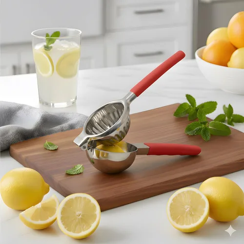 Vista 5 de Exprimidor de limón de mano de acero inoxidable – Exprimidor de cítricos de gran capacidad resistente con mango antideslizante – Resistente al