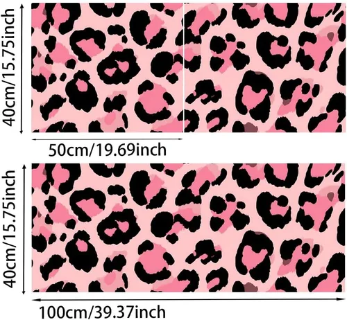 Vista 3 de 1 papel pintado de leopardo rosa de 39.37 x 15.75 pulgadas, autoadhesivo de PVC, mural con estampado de animales para dormitorio, sala de estar