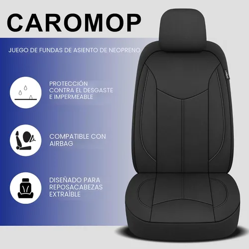 Vista 4 de CAROMOP Funda de neopreno para asiento de automóvil, 2 asientos delanteros, fundas de asiento impermeables para automóviles, ajuste universal