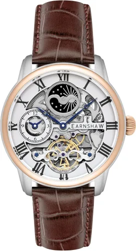 Vista 10 de Thomas Earnshaw Reloj automático de esqueleto de doble tiempo para hombre de 1.732 in con pulsera de acero inoxidable sólido ES-8006
