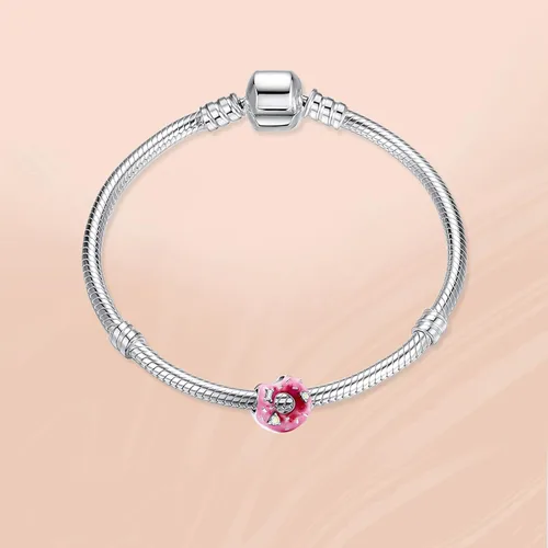 Vista 2 de Annmors Dijes de plata de ley 925 para pulseras, collares, monstruos de animales, oro rosa, cuentas, comida para mamá, con circonita cúbica 5A