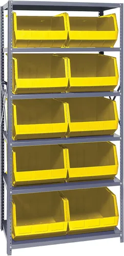 Vista 292 de Quantum QSBU-245BK Heavy Duty Shelving Unit with (7) Shelves and (24) QUS245 Black Bins for Garage Warehouse Storage Distribution 400 lb Load