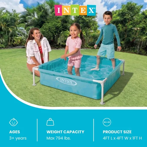 Vista 4 de Intex - Piscina infantil miniatura de vinilo duradero de 4 pies x 12 pulgadas, piscina sobre el suelo para niños y enseñanza para bebés de 3 años