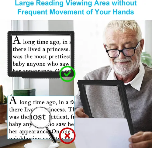 Vista 5 de 5X Lupa de página grande para lectura, lupa de visualización de página completa de mano, lupa ligera para lectura para personas mayores y personas