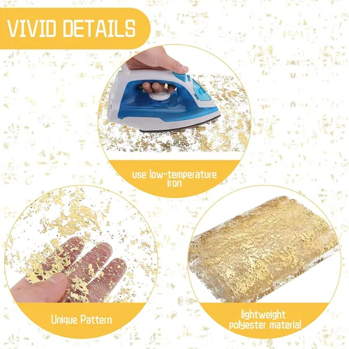 Vista 3 de Tatuo 3 piezas de camino de mesa dorado de malla fina metálica para decoración de bodas, manteles rectangulares de lentejuelas con purpurina dorada
