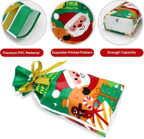 Vista 4 de GP Life - 50 bolsas de Navidad con cordón, bolsas de dulces de Navidad, bolsas de dulces para regalos de fiesta de Navidad