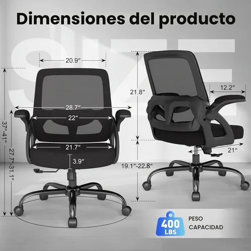 Vista 3 de AnyGod Silla de oficina grande y alta, 400 libras, resistente, cómoda silla