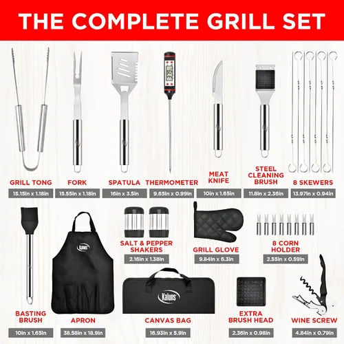 Vista 2 de Kaluns Accesorios para Parrilla, Regalos para Papá para Navidad Regalos para Parrilla, Juego de Parrilla de Acero Inoxidable Resistente