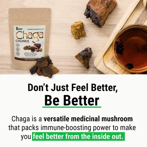 Vista 3 de Sayan Suplementos Chaga + Shilajit - Extracto de Chaga + polvo de Shilajit (4 onzas), trozos crudos de chaga (1 libra), tabletas de Shilajit