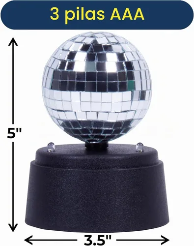 Vista 2 de Fizz Creations Mini Bola de Espejo de Disco LED – Luz de 5 Pulgadas Operada con Batería, Decoración de Fiesta Portátil, Lámpara de Ambiente