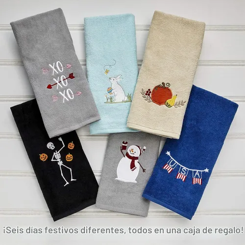 Vista 3 de SKL Home by Saturday Knight Ltd. Holidays - Juego de 6 toallas de mano Varios días festivos