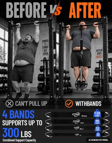 Vista 3 de Pull Up Assistance Bands Set,Pull Up Assist Strap with Handle,14 Levels of Assistance Up to 300LBS