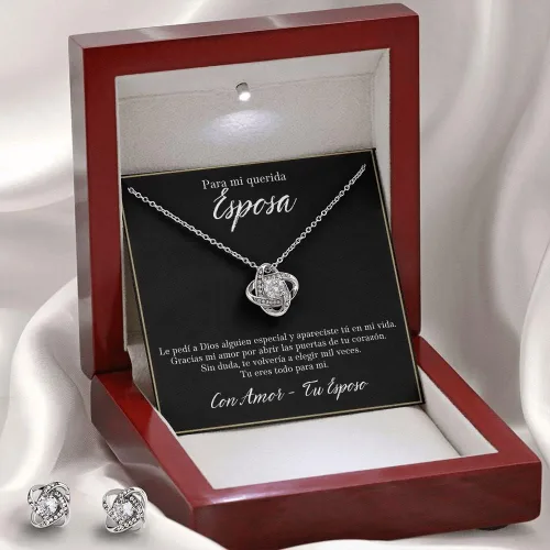 Vista 3 de Set de regalo Aros y Collar Joyas para Mujer Regalo para Esposa de Aniversario Dia De Los Enamorados, Regalo Para Novia San Valetine Regalo Joyeria