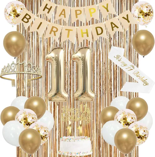 Vista 31 de Trgowaul Decoraciones de 9º cumpleaños para niñas, pancarta, banda y corona, decoración de pastel, globo de número 9, cortinas de flecos