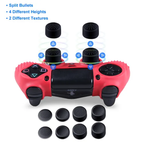 Vista 3 de Funda protectora de silicona para Playstation 4 - PS4 Controller Grip antideslizante para Sony Games, Slim, Pro - 2 Pack PS4 Controller Cover - 4