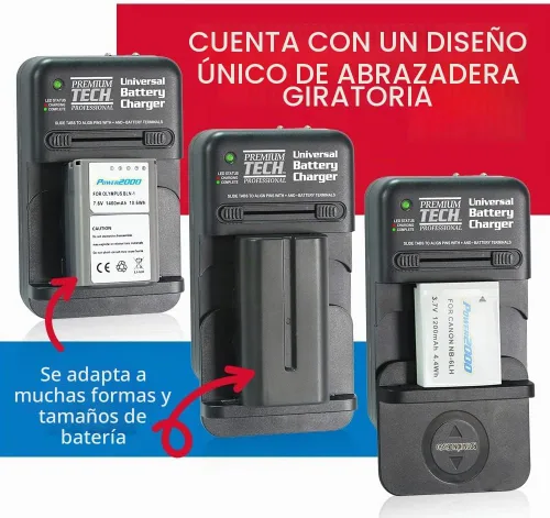 Vista 2 de Vidpro PT-UNV Cargador de batería universal de iones de litio – Cargador ajustable programable para viajes con protección contra sobrecarga