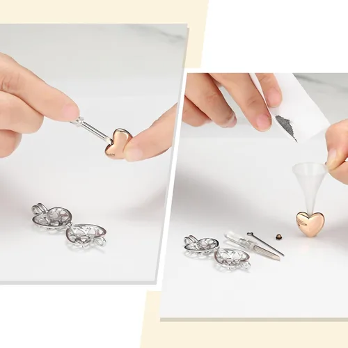 Vista 33 de Collar con medallón de cremación conmemorativa con corazón eterno con mini urna para cenizas de seres queridos