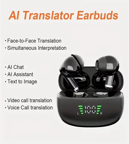 Vista 6 de Auriculares con traductor AI en 144 idiomas - Auriculares inalámbricos Bluetooth en tiempo real