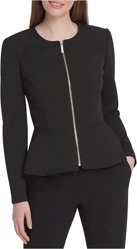 Vista 4 de DKNY Womens Peplum Zip Front Blazer Jacket