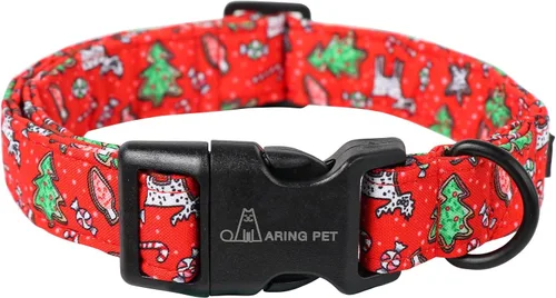 Vista 30 de ARING PET Collar de Navidad para perro, lindo collar de copos de nieve populares rojo y verde con hebilla de liberación rápida para cachorros