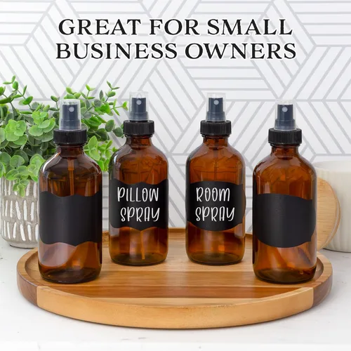 Vista 8 de Cornucopia Brands Botellas de spray de vidrio ámbar de 8 onzas (paquete de 4) Boston Round con atomizador Spritzers para aromaterapia perfume