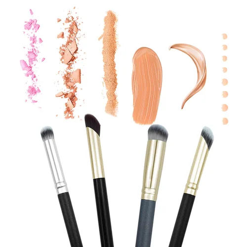 Vista 4 de 4 brochas correctoras para debajo de los ojos, cepillo profesional de base para mezclar líquidos o polvos cosméticos en ángulo