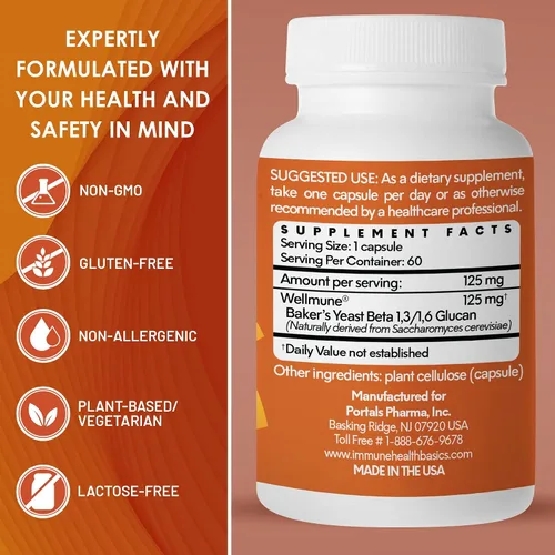 Vista 3 de Inmunidad ultra fuerte, apoyo inmunológico clínicamente probado, Wellmune Beta glucano altamente purificado, sin gluten, hipoalergénicas, sin OMG