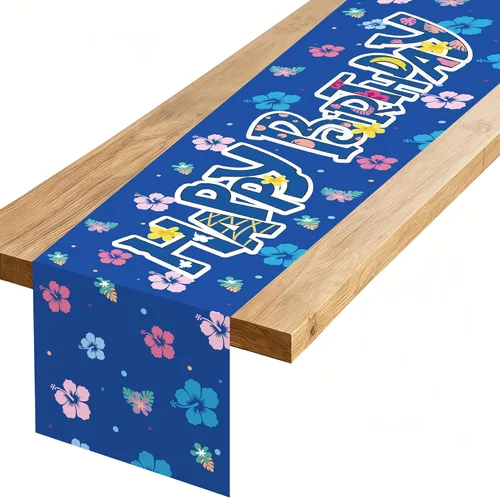 Vista 14 de Camino de mesa de feliz cumpleaños, negro, rojo, amarillo, ratón, tela de poliéster, decoración de mesa de comedor para decoración de fiesta
