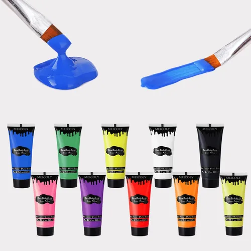 Vista 6 de MEICOLY Pintura facial y corporal en crema azul real, tubo grande de 2.37 oz a base de agua, pintura corporal completa para adultos y niños, tubo