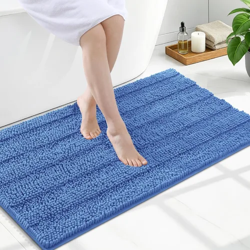Vista 276 de Grandaily Alfombras de baño de felpilla a rayas de 24 x 16 pulgadas, extra gruesas y suaves, absorbentes, parte trasera de goma, alfombra de ducha